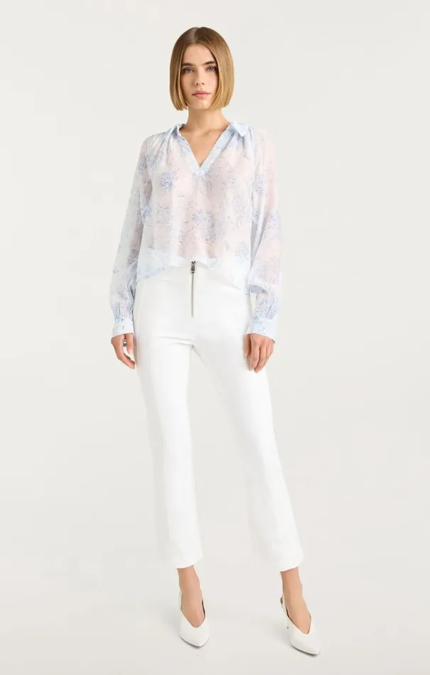 Women Long Sleeve Tops Cinq Sept Garden Toile Mila Top Whiteblue