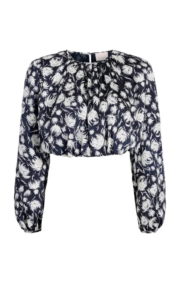 Women Long Sleeve Tops Cinq Sept Graphic Floral Kamala Top Navyivory