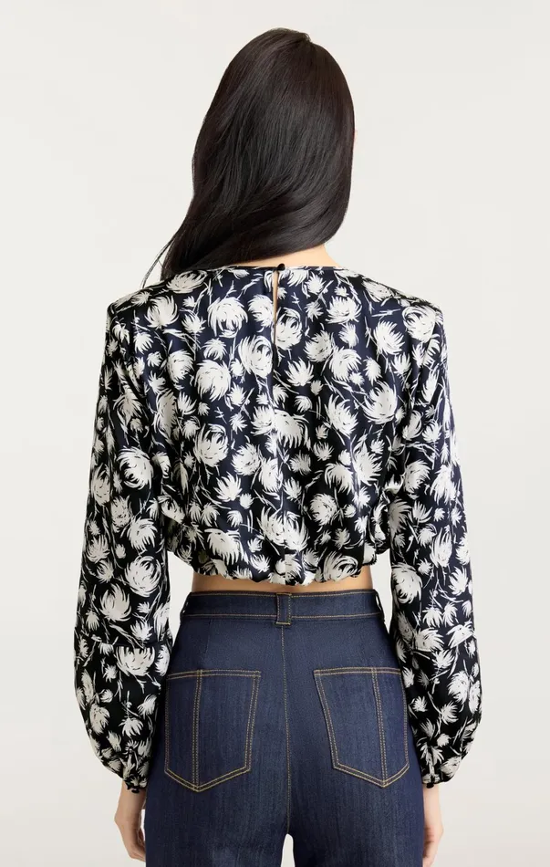 Women Long Sleeve Tops Cinq Sept Graphic Floral Kamala Top Navyivory