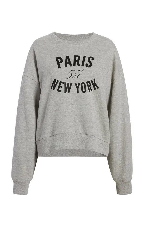Women Long Sleeve Tops Cinq Sept Paris New York Brandy Pullover Heather Greyblack