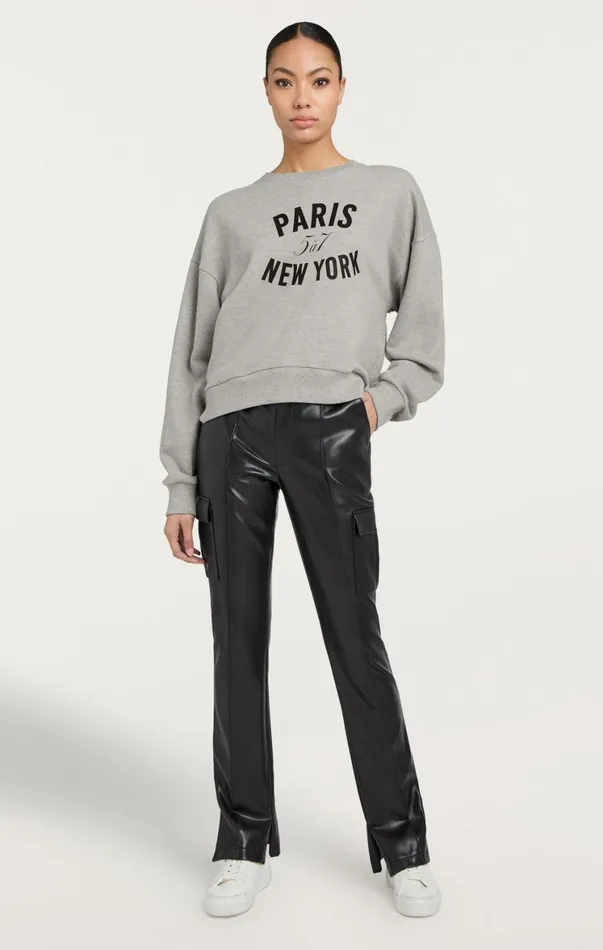 Women Long Sleeve Tops Cinq Sept Paris New York Brandy Pullover Heather Greyblack