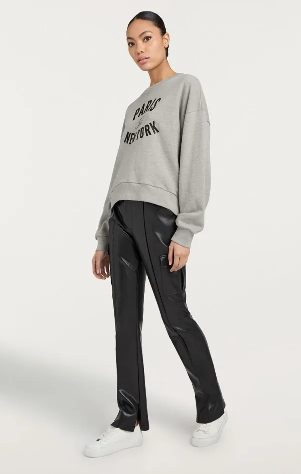 Women Long Sleeve Tops Cinq Sept Paris New York Brandy Pullover Heather Greyblack