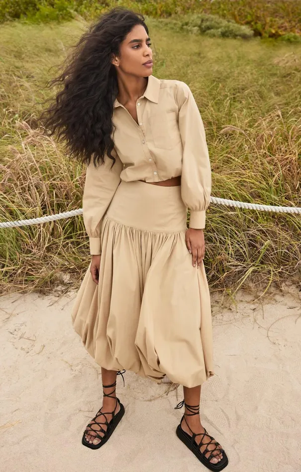 Women Long Sleeve Tops Cinq Sept Reema Top Khaki