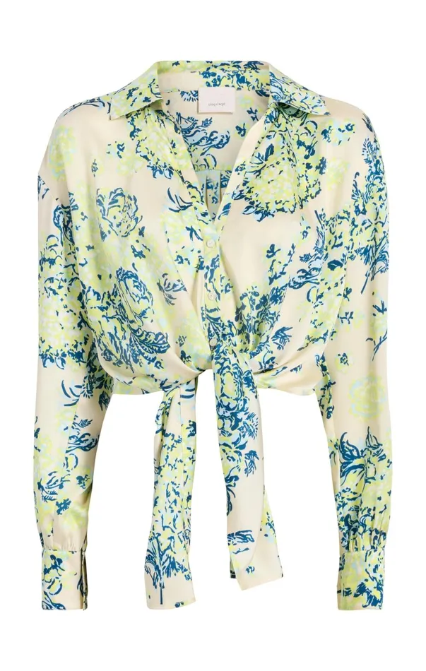 Women Long Sleeve Tops Cinq Sept Seaside Bouquet Marianna Top Light Plaster Multi