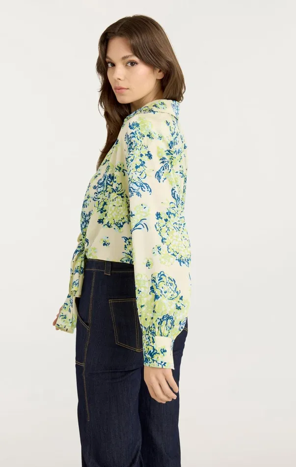 Women Long Sleeve Tops Cinq Sept Seaside Bouquet Marianna Top Light Plaster Multi