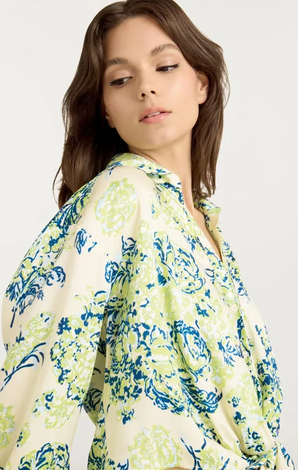 Women Long Sleeve Tops Cinq Sept Seaside Bouquet Marianna Top Light Plaster Multi