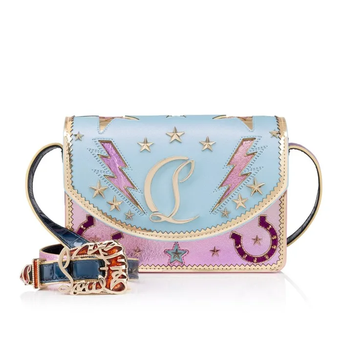 Women Loubi54 Giddy Crossbody Bag 8211 Calf Leather And Laminated Leather 8211 Mineral Christian Louboutin Shoulder Bags Women Loubi54 Giddy Crossbody Bag 8211 Calf Leather And Laminated Leather 8211 Mineral Christian Louboutin Shoulder Bags