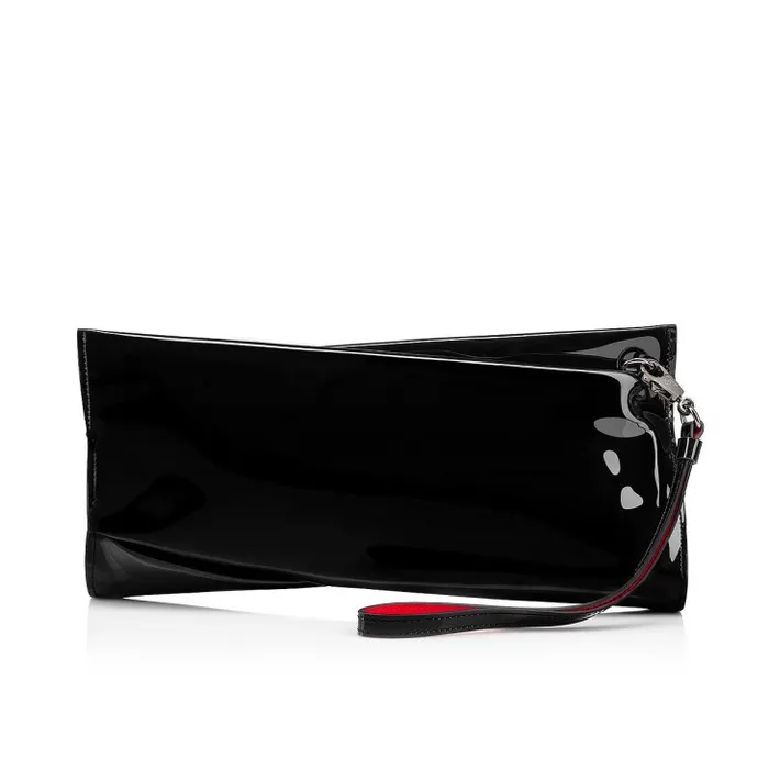 Women Loubitwist Clutch 8211 Patent Calf 8211 Black Christian Louboutin Clutches and Evening Bags
