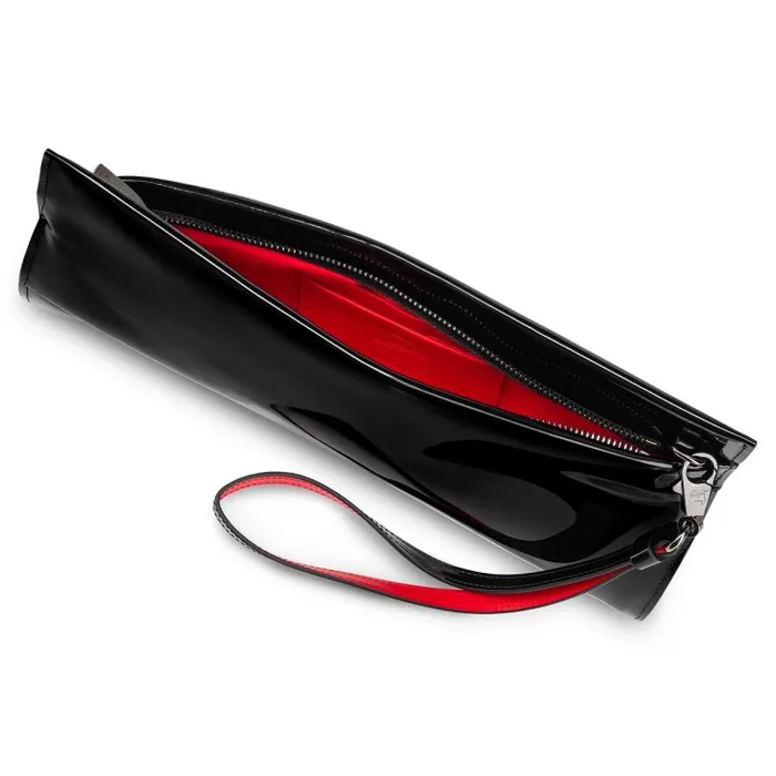 Women Loubitwist Clutch 8211 Patent Calf 8211 Black Christian Louboutin Clutches and Evening Bags