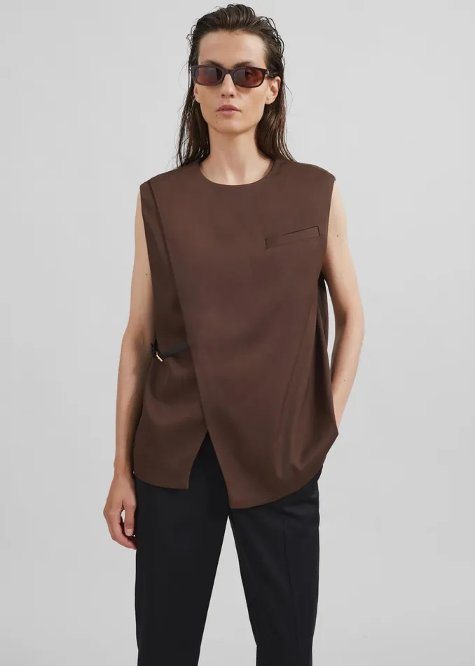 Women Loulou Studio Sambac Sleeveless Top 8211 Choco The Frankie Shop Tops