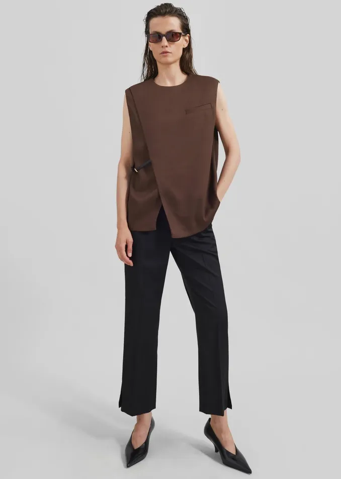 Women Loulou Studio Sambac Sleeveless Top 8211 Choco The Frankie Shop Tops