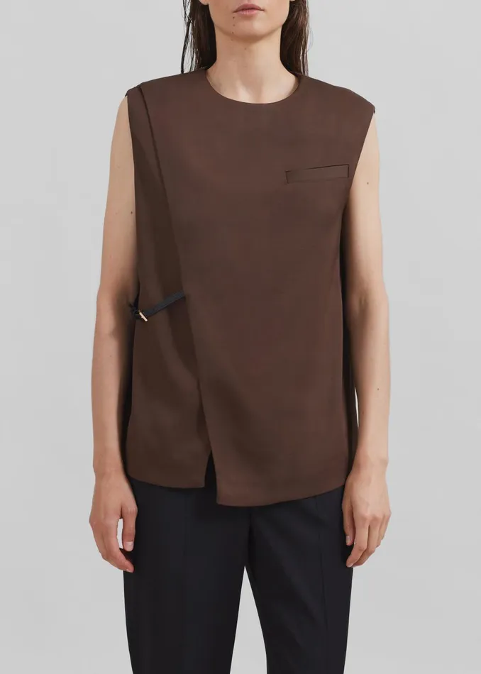 Women Loulou Studio Sambac Sleeveless Top 8211 Choco The Frankie Shop Tops