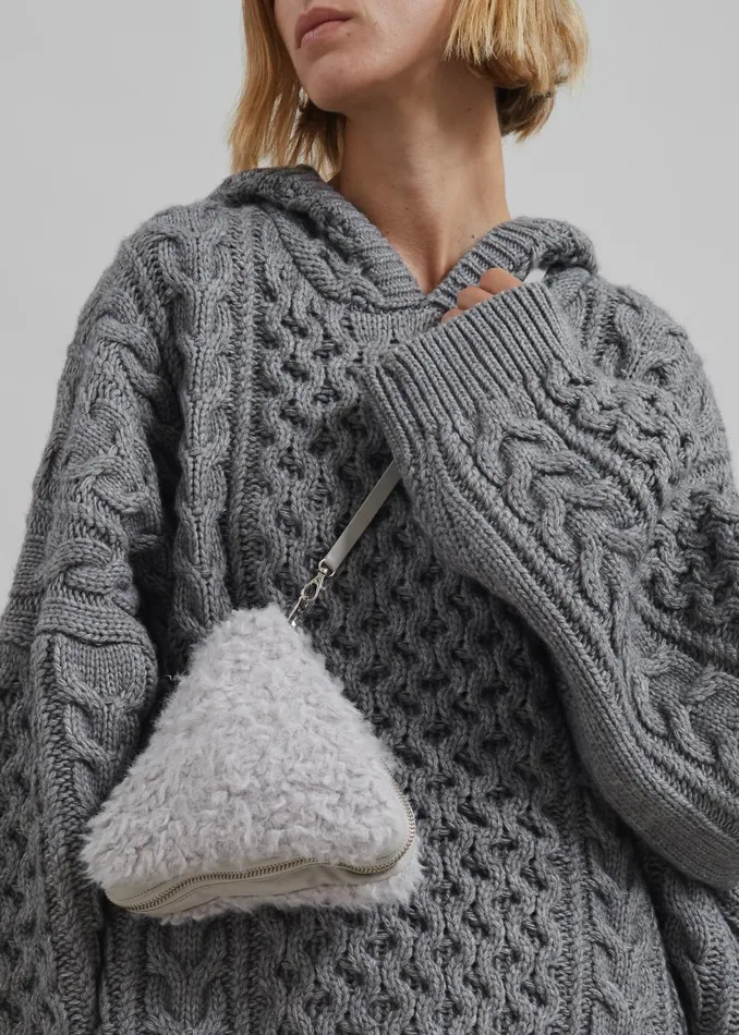 Women Low Classic Fur Triangle PopUp Bag 8211 Grey The Frankie Shop