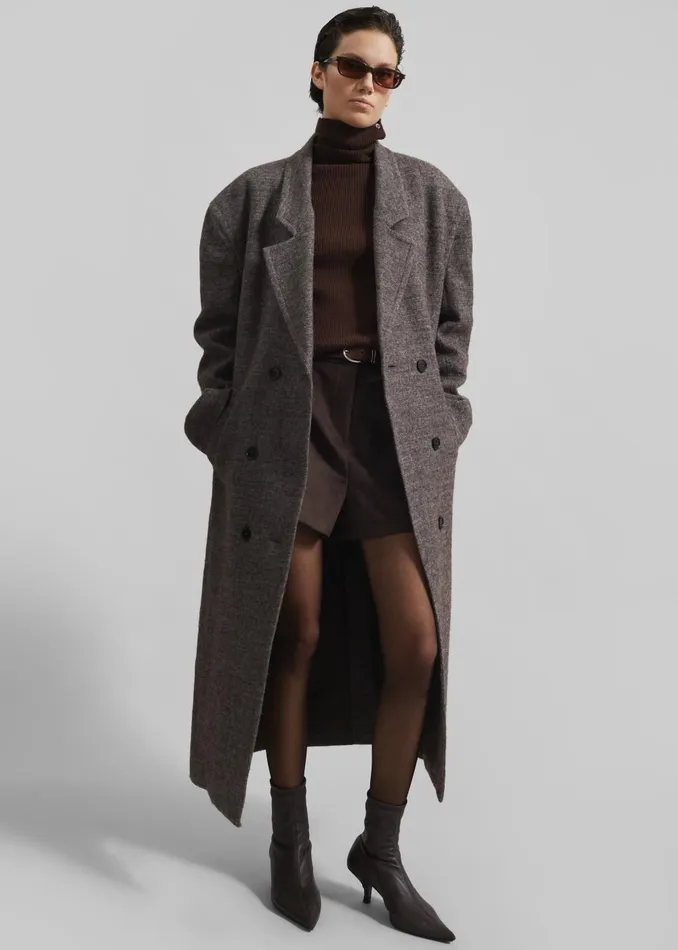 Women Low Classic Melange Wool Oversized Coat 8211 Grey The Frankie Shop Outerwear