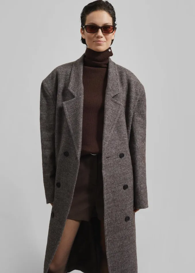 Women Low Classic Melange Wool Oversized Coat 8211 Grey The Frankie Shop Outerwear