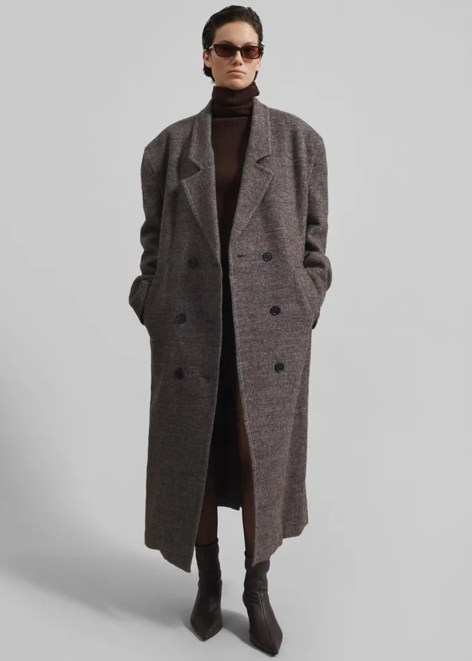 Women Low Classic Melange Wool Oversized Coat 8211 Grey The Frankie Shop Outerwear