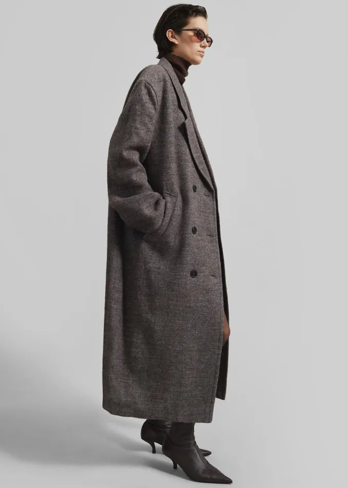 Women Low Classic Melange Wool Oversized Coat 8211 Grey The Frankie Shop Outerwear