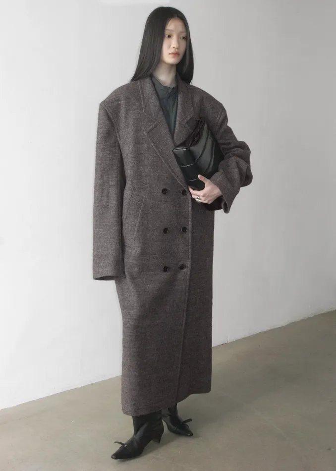 Women Low Classic Melange Wool Oversized Coat 8211 Grey The Frankie Shop Outerwear