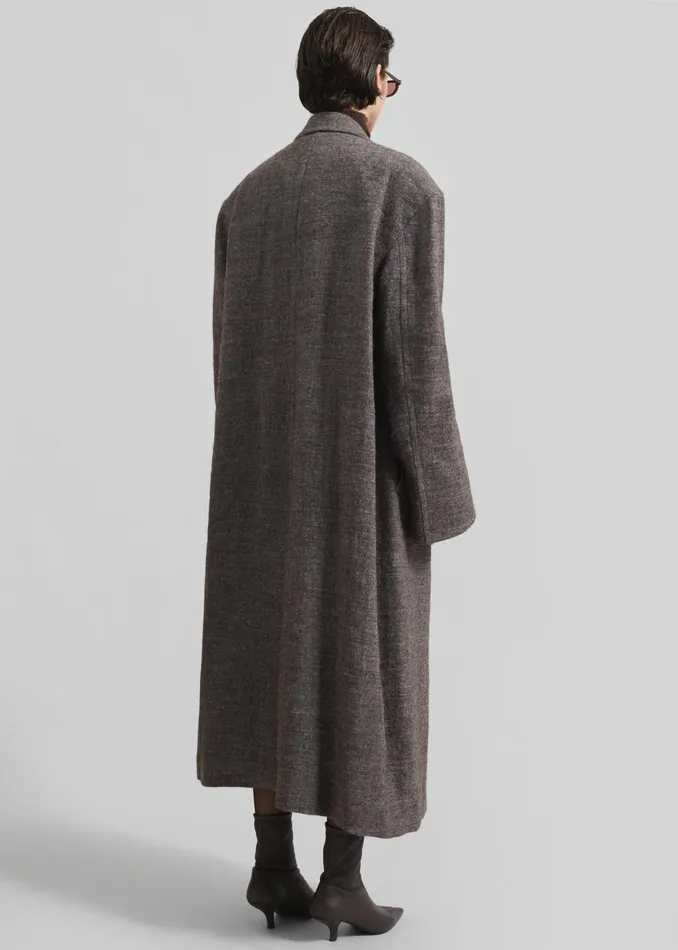 Women Low Classic Melange Wool Oversized Coat 8211 Grey The Frankie Shop Outerwear