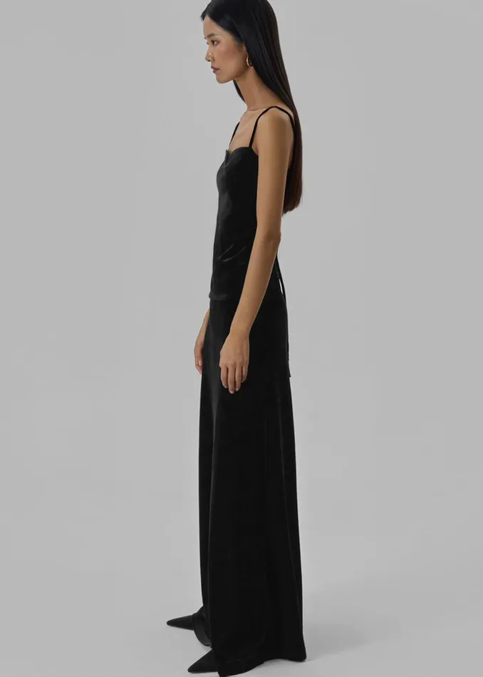 Women Lucia Velvet Maxi Skirt 8211 Black The Frankie Shop Bottoms