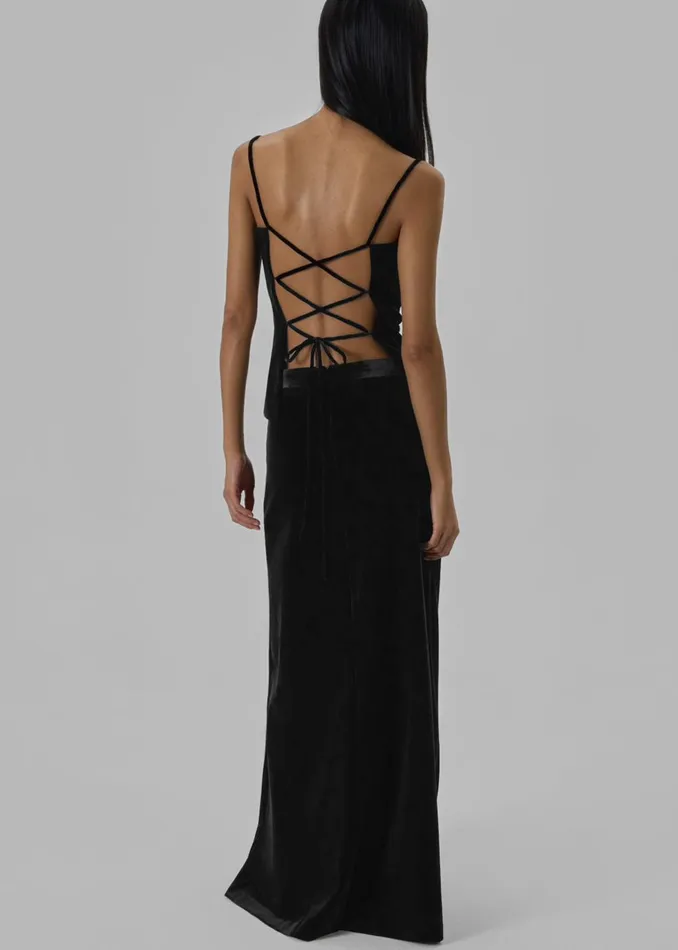 Women Lucia Velvet Maxi Skirt 8211 Black The Frankie Shop Bottoms