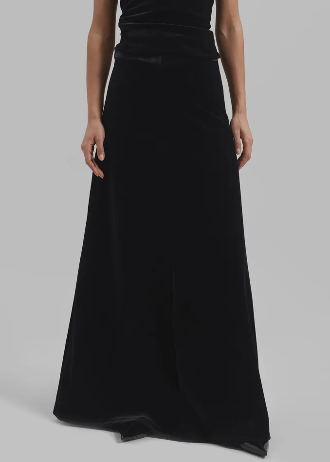 Women Lucia Velvet Maxi Skirt 8211 Black The Frankie Shop Bottoms
