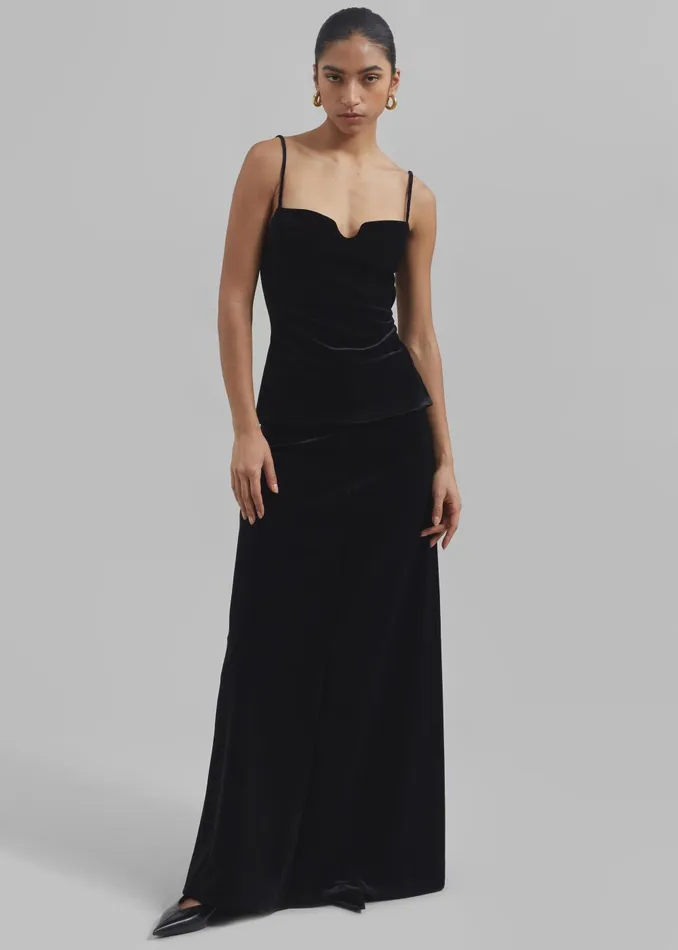 Women Lucia Velvet Maxi Skirt 8211 Black The Frankie Shop Bottoms