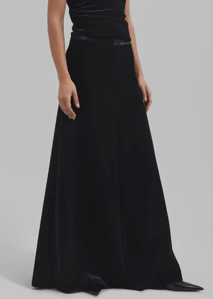 Women Lucia Velvet Maxi Skirt 8211 Black The Frankie Shop Bottoms