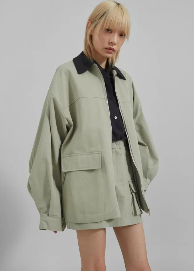 Women Malia Utility Jacket 8211 Khaki The Frankie Shop Outerwear