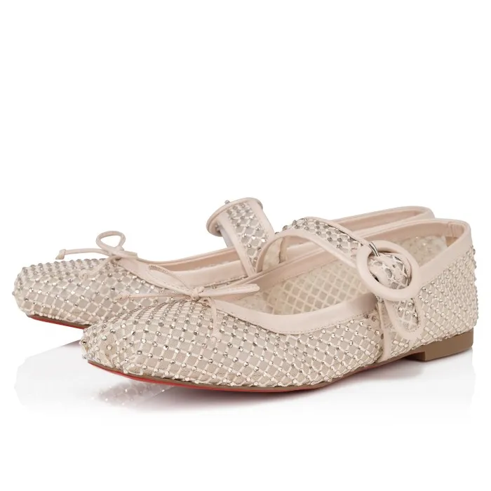 Women Mamastrapitina Ballerinas 8211 Mesh Nappa Leather And Strass 8211 Leche Christian Louboutin Flats and Loafers