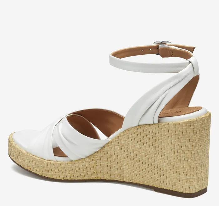 Women Marcia CrossBand Sandal White Glove Leather Women8217s Shoes Johnston and Murphy