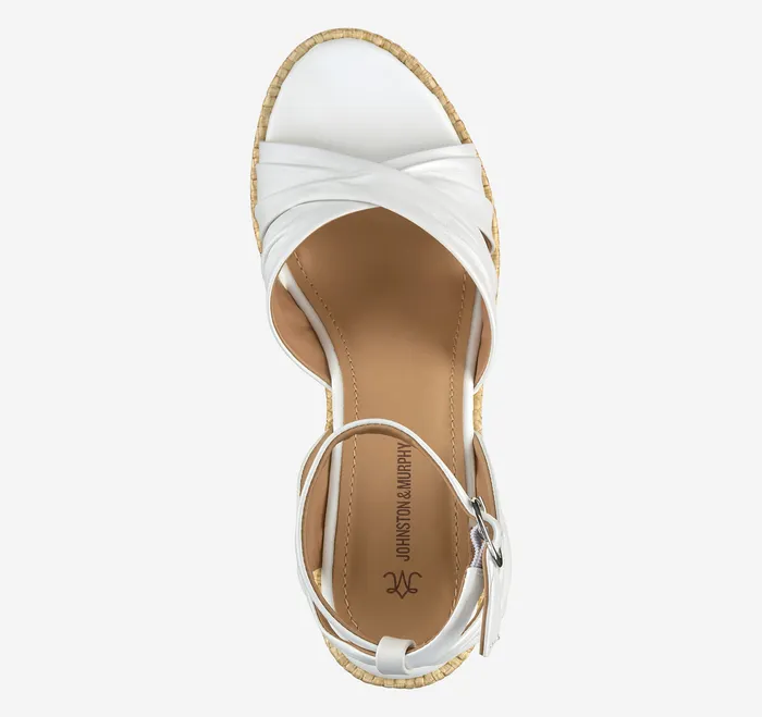 Women Marcia CrossBand Sandal White Glove Leather Women8217s Shoes Johnston and Murphy
