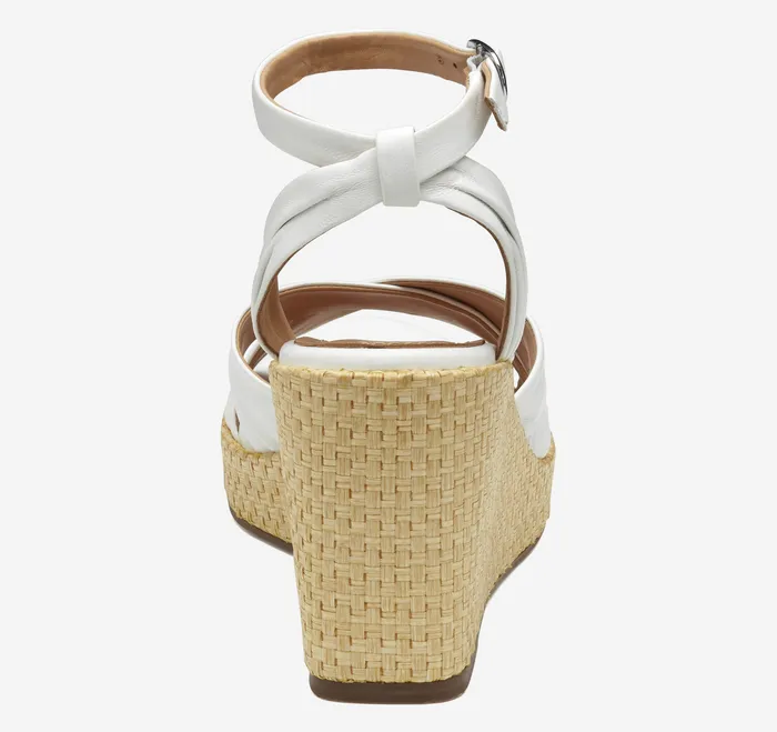 Women Marcia CrossBand Sandal White Glove Leather Women8217s Shoes Johnston and Murphy