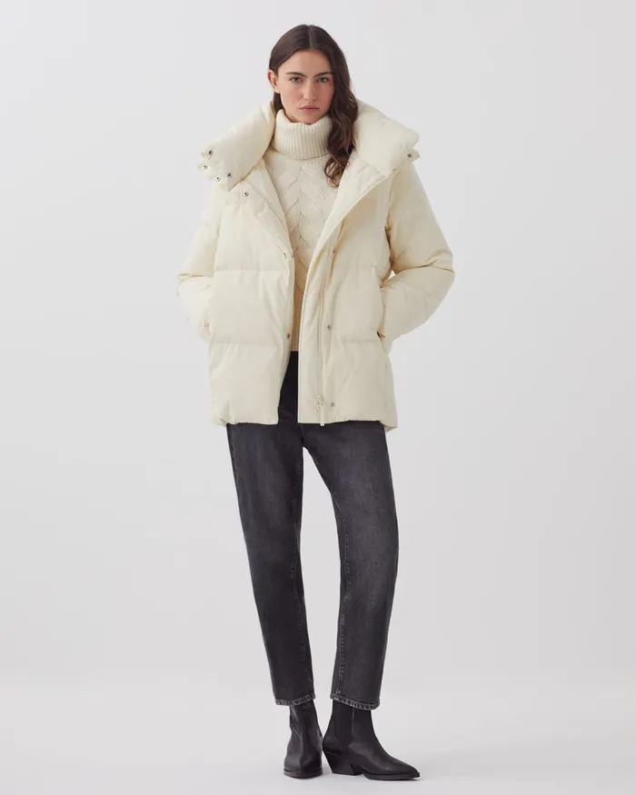 Women Margotte 8211 MidLength Down Jacket Glass Green Beige Comptoir Des Cotonniers Coats and Jackets