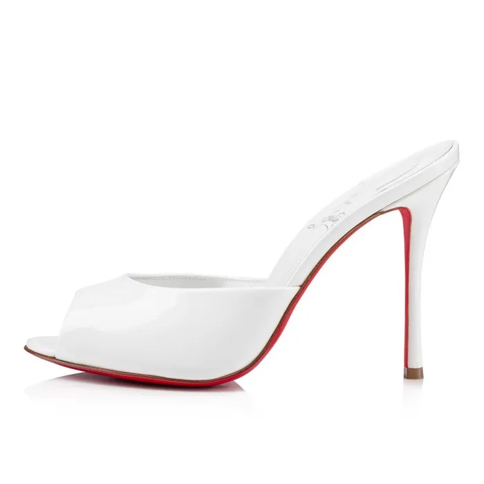 Women Me Dolly 100 Mm Mules 8211 Patent Calf 8211 Bianco Christian Louboutin Sandals and Slides