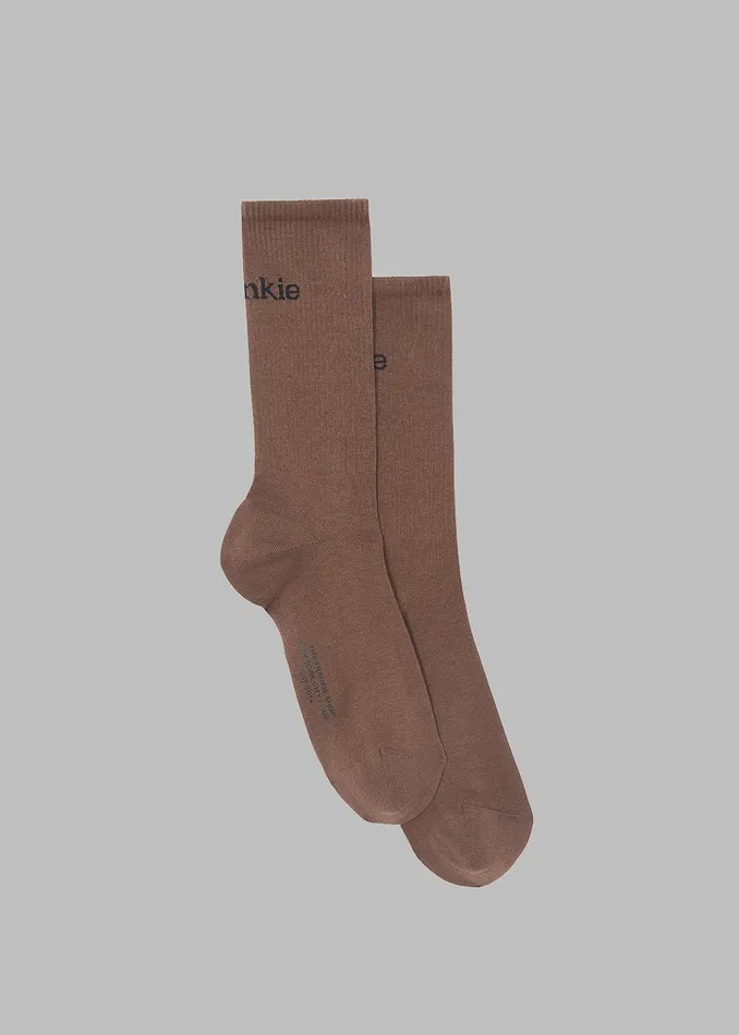 WomenMen Frankie In English Ribbed Socks 8211 Brown The Frankie Shop