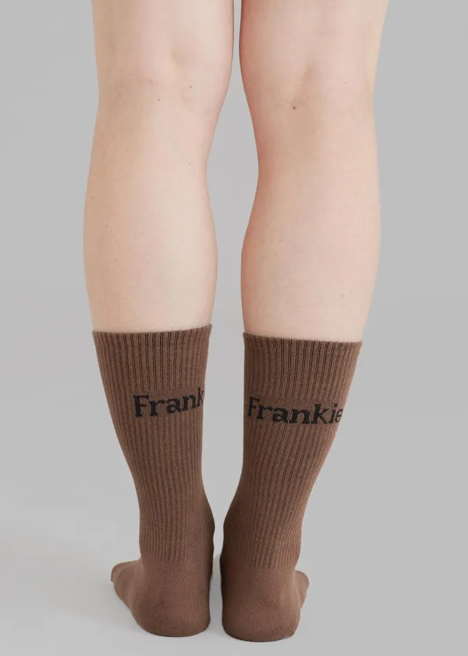 WomenMen Frankie In English Ribbed Socks 8211 Brown The Frankie Shop