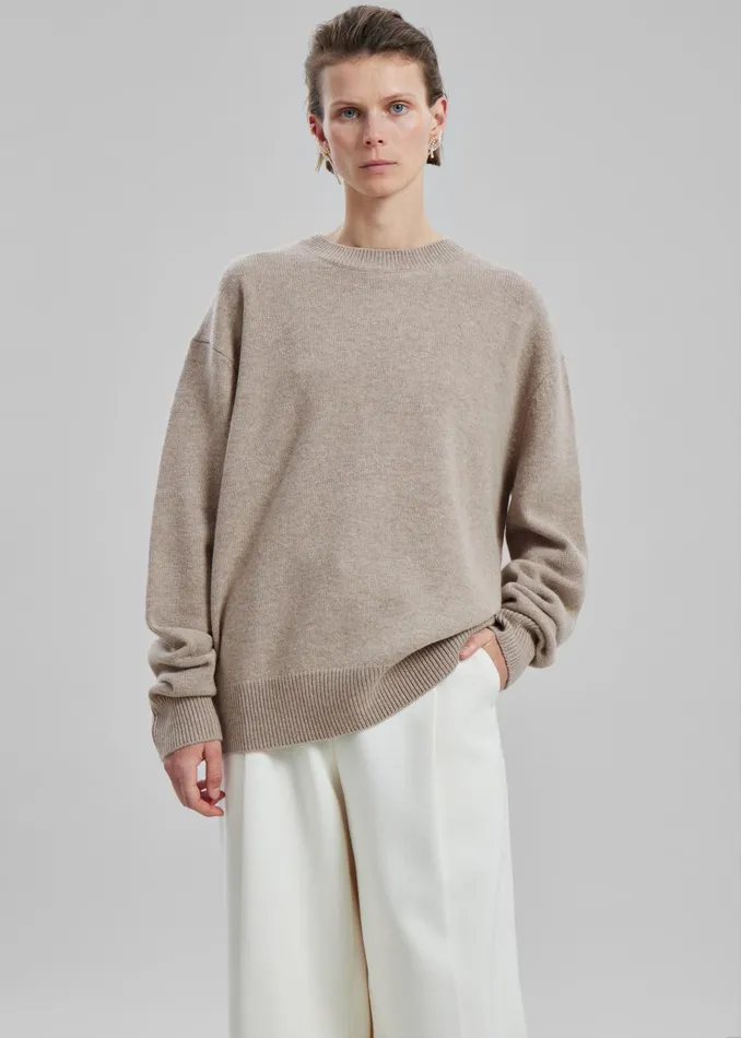 WomenMen Quinton Crew Neck Sweater 8211 Beige Melange The Frankie Shop Knitwear