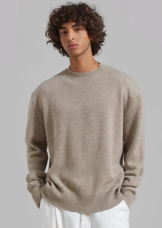 WomenMen Quinton Crew Neck Sweater 8211 Beige Melange The Frankie Shop Knitwear