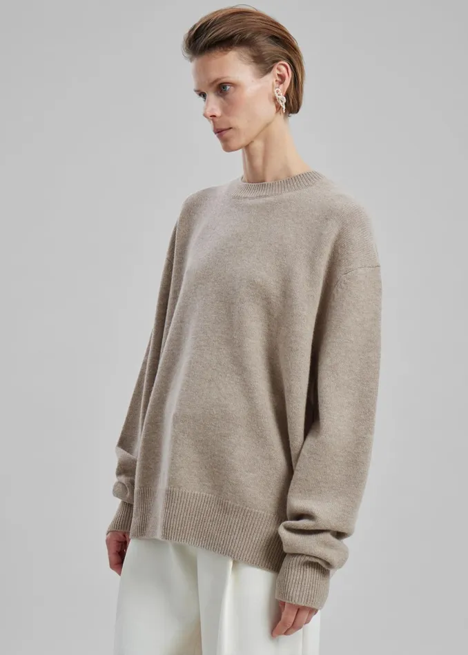 WomenMen Quinton Crew Neck Sweater 8211 Beige Melange The Frankie Shop Knitwear