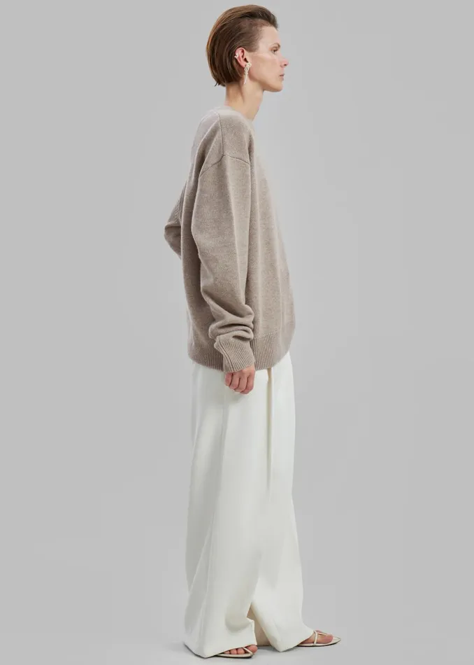 WomenMen Quinton Crew Neck Sweater 8211 Beige Melange The Frankie Shop Knitwear