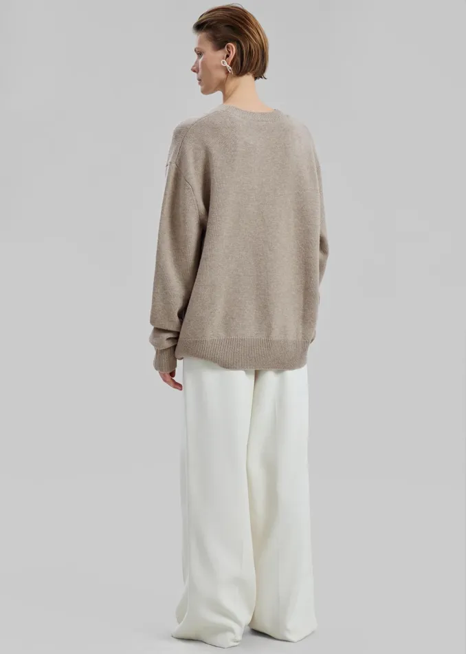 WomenMen Quinton Crew Neck Sweater 8211 Beige Melange The Frankie Shop Knitwear