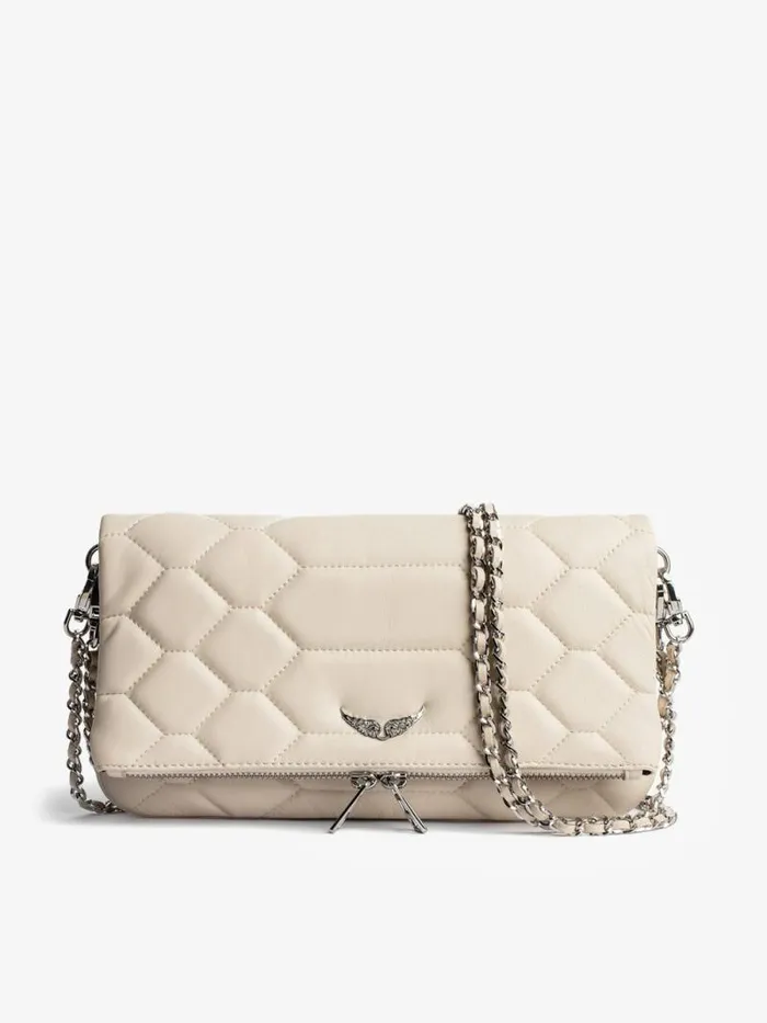 WomenMen Zadig and Voltaire Shoulder Bags Rock Quilted Clutch Flash