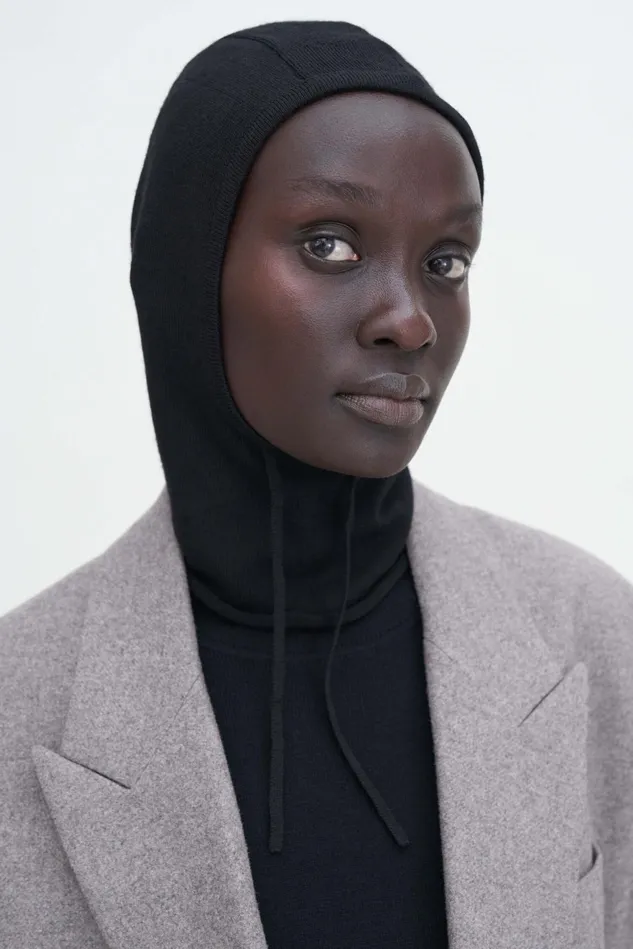 Women Merino Hood Hat Black Filippa K Hats and Scarves
