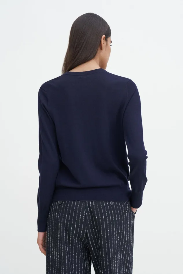 Women Merino RNeck Sweater Navy Filippa K Knitwear