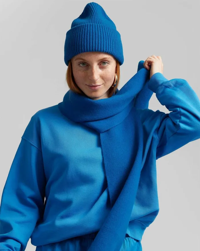 Women Merino Wool Scarf Stone Blue Colorful Standard Scarves