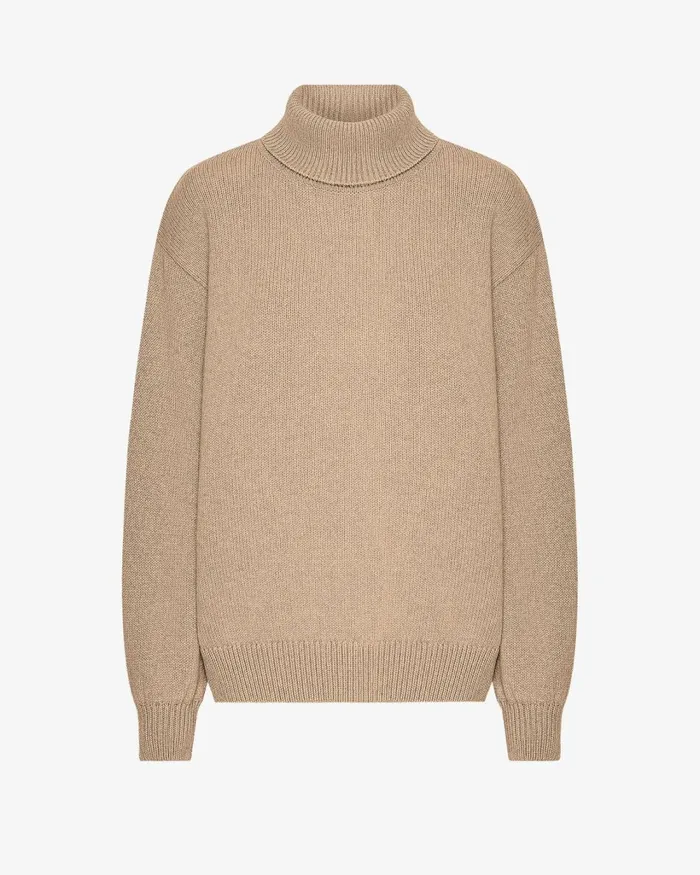 Women Merino Wool Turtleneck Honey Beige Colorful Standard Knit Sweaters