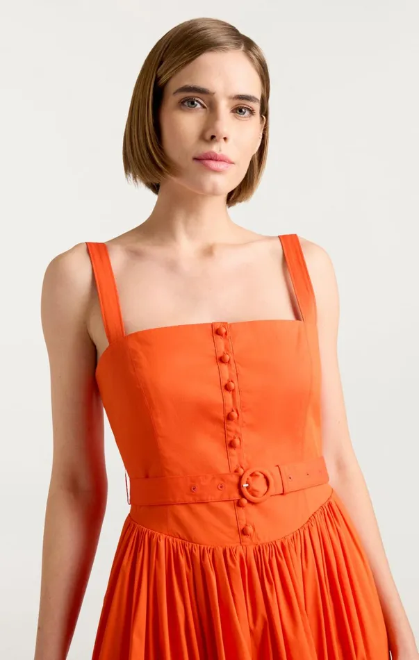 Women Midi Cinq Sept Amber Dress Deep Tangelo