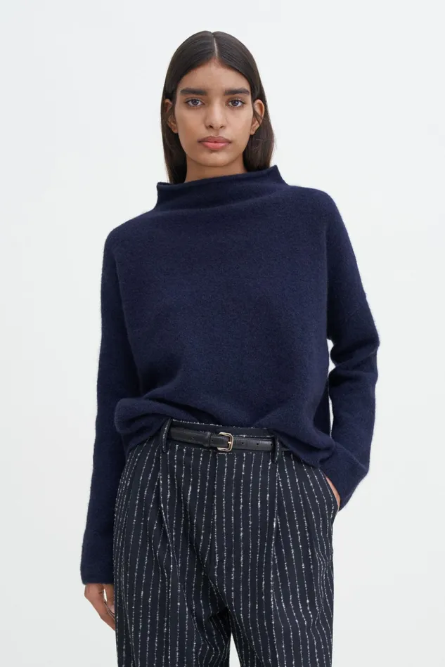 Women Mika Yak Funnelneck Sweater Navy Filippa K Knitwear
