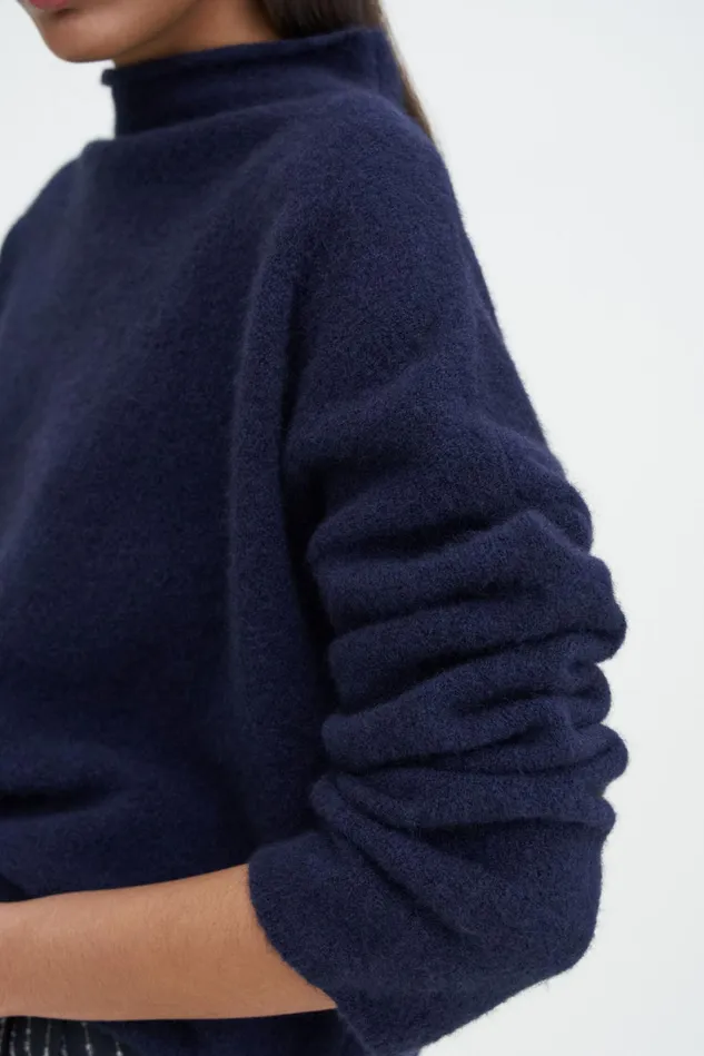 Women Mika Yak Funnelneck Sweater Navy Filippa K Knitwear